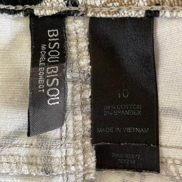 Bisou Bisou Novelty Print Trouser Cream Black Chain Accent Skinny Jeans Size 10 - Picture 5 of 6